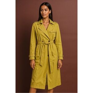 Soft Surroundings Brixton Trench Coat w/ Belt, Lemongrass Yellow Long Sleeve XL